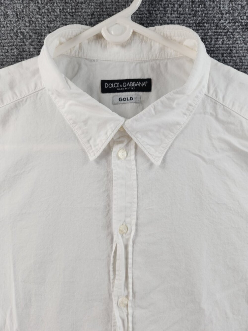Dolce Gabbana Italy Gold Point 17 White Shirt Long Sleeve Button Up Men Solid